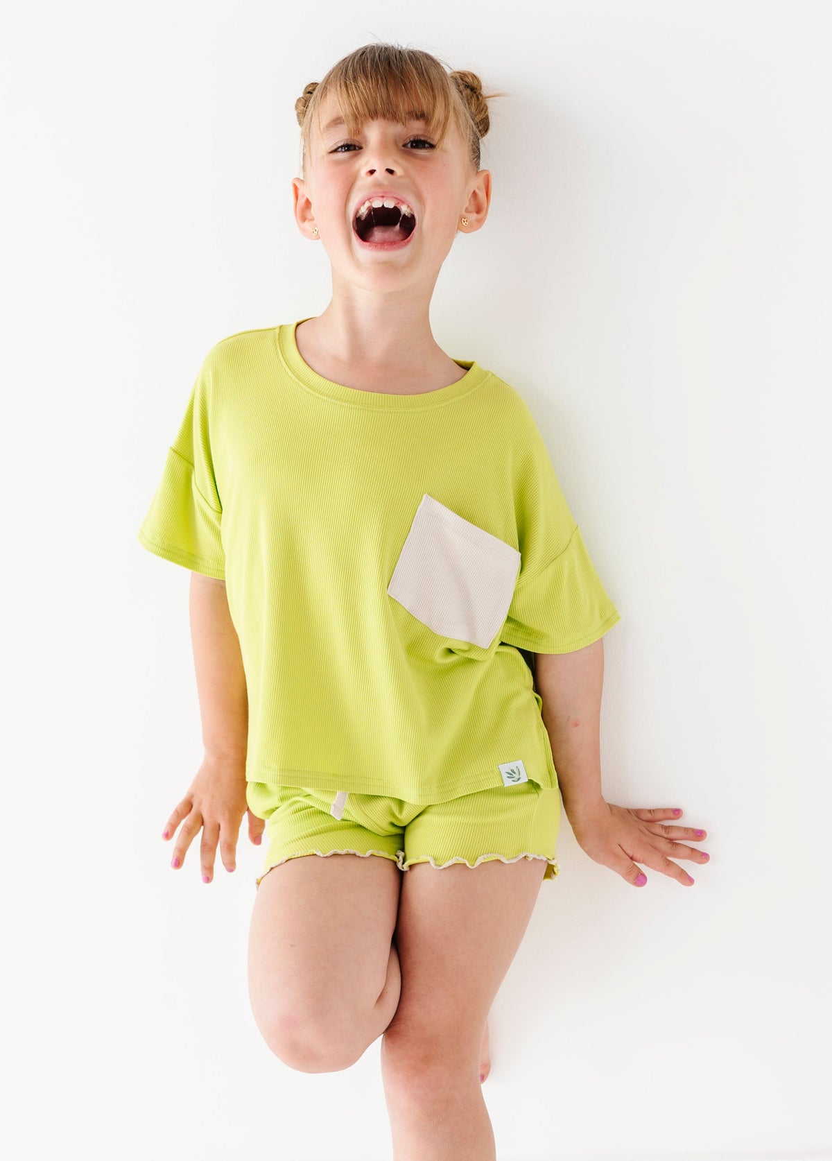 Lime Wedge | Boxy Crop + Shorts RIB Set