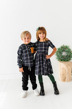Black Plaid | Scoop Back Dress