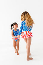 Load image into Gallery viewer, Stars + Stripes | Rashguard Skirted 2-Piece