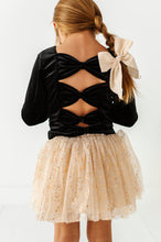 Load image into Gallery viewer, Black Velvet | Bow Back Long Sleeve Top