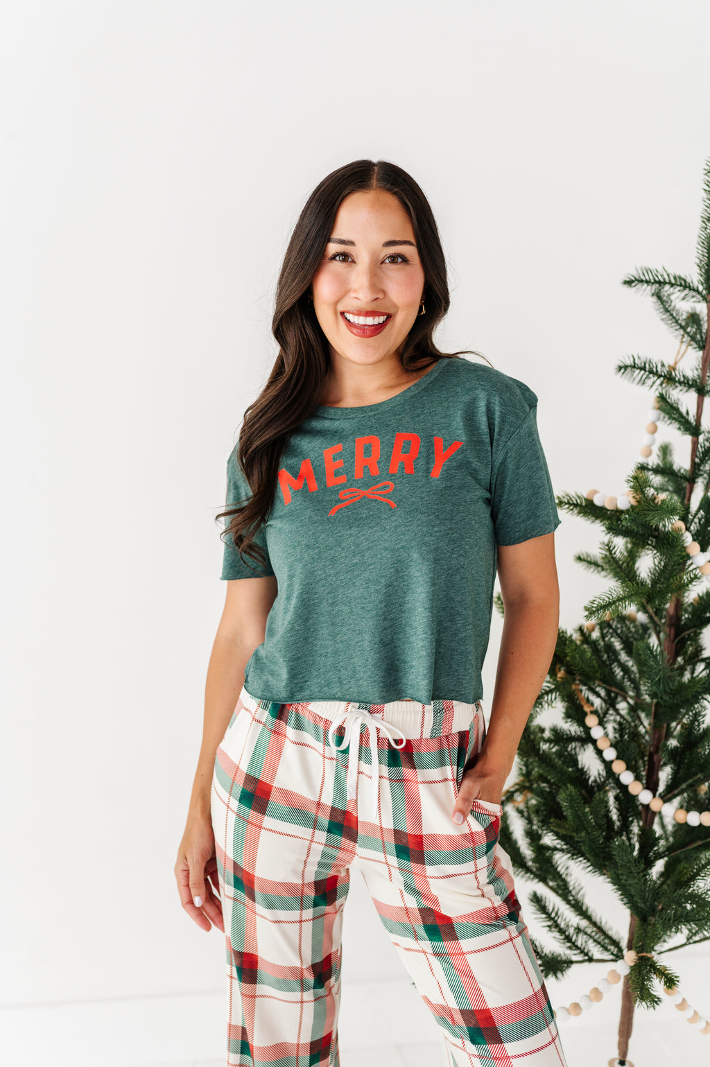Merry | (GREEN) ADULT TEE (Both CROP + FULL LENGTH listed here!)