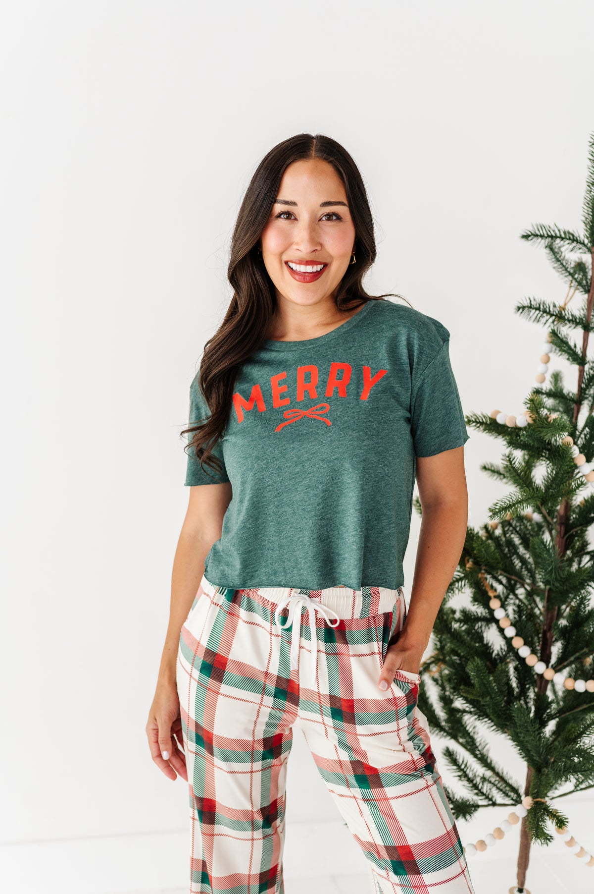 Merry | (GREEN) ADULT TEE (Both CROP + FULL LENGTH listed here!)