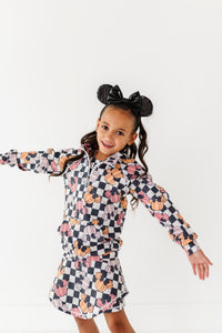 Checkered Minnie Pumpkins | KIDS 1/4th Zip Up