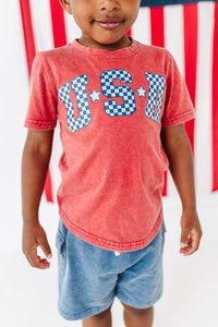 Red ‘USA’ Check | BOYS Tee