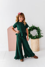 Hunter Green | Waffle Ruffle Set