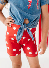 Load image into Gallery viewer, Red Navy Dotty | Biker Shorts