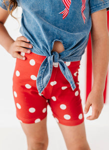 Red Navy Dotty | Biker Shorts