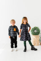 Black Plaid | Scoop Back Dress