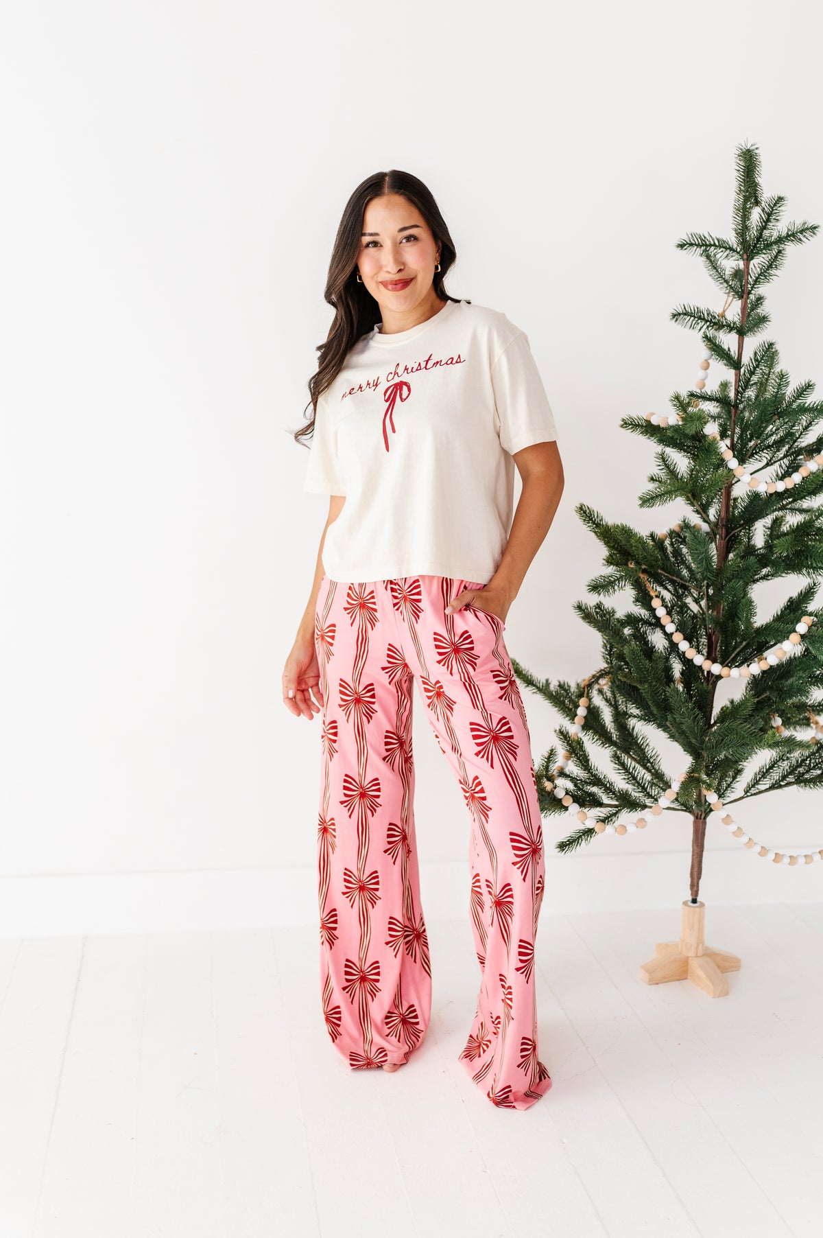 Merry Christmas Bow | (CREAM) ADULT (Both CROP + FULL LENGTH listed here!)