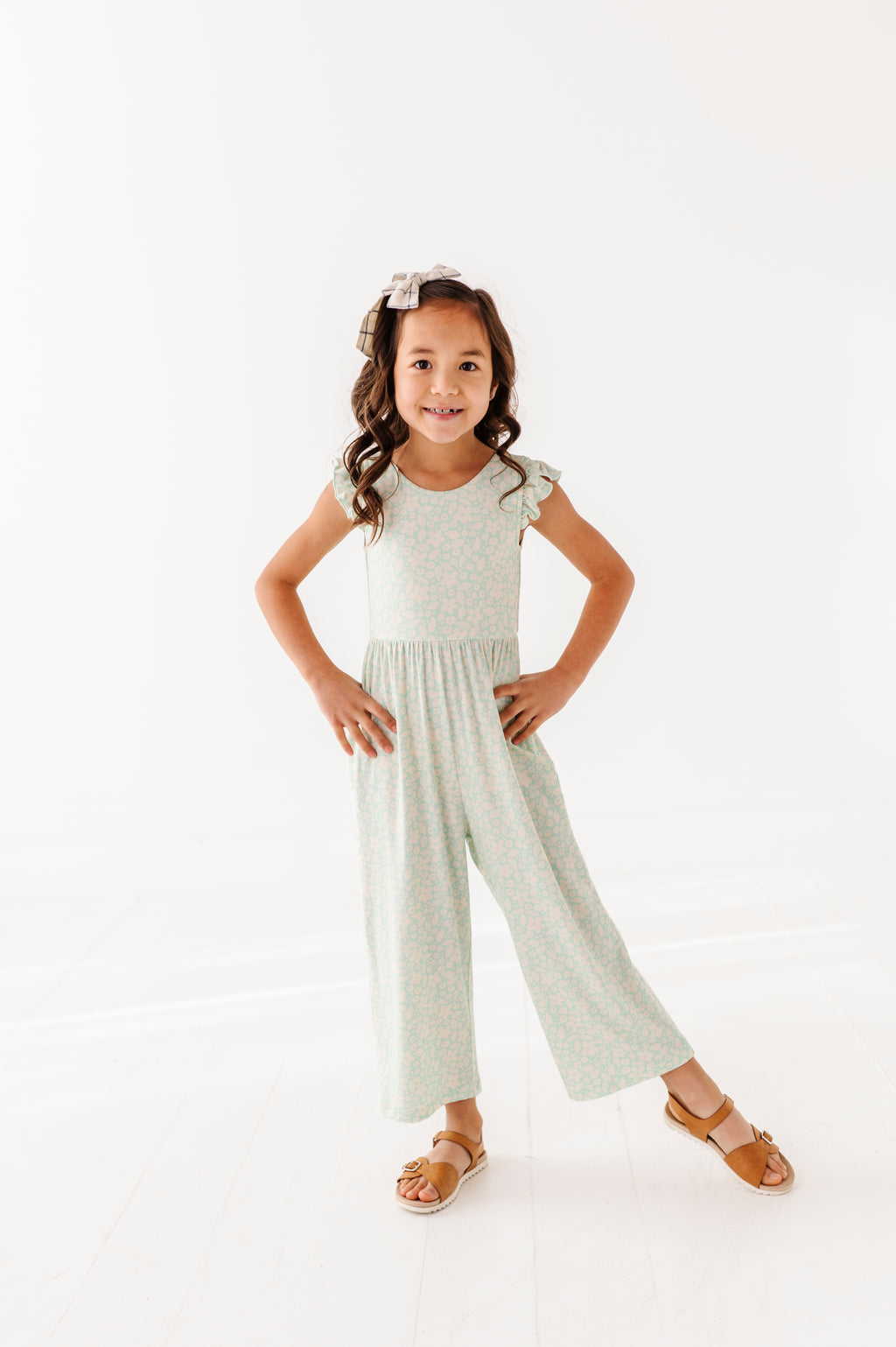Minty FLORAL | Cropped Pant Romper