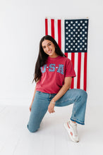 Load image into Gallery viewer, Adult Unisex RED ‘USA’ Check Tee