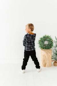 Black Corduroy | Lined Jogger Pants