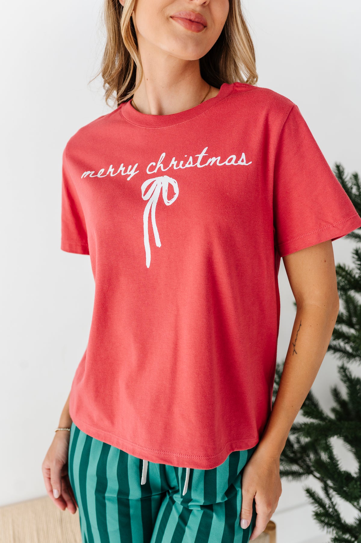 Merry Christmas Bow | (RED) ADULT (Both CROP + FULL LENGTH listed here!)