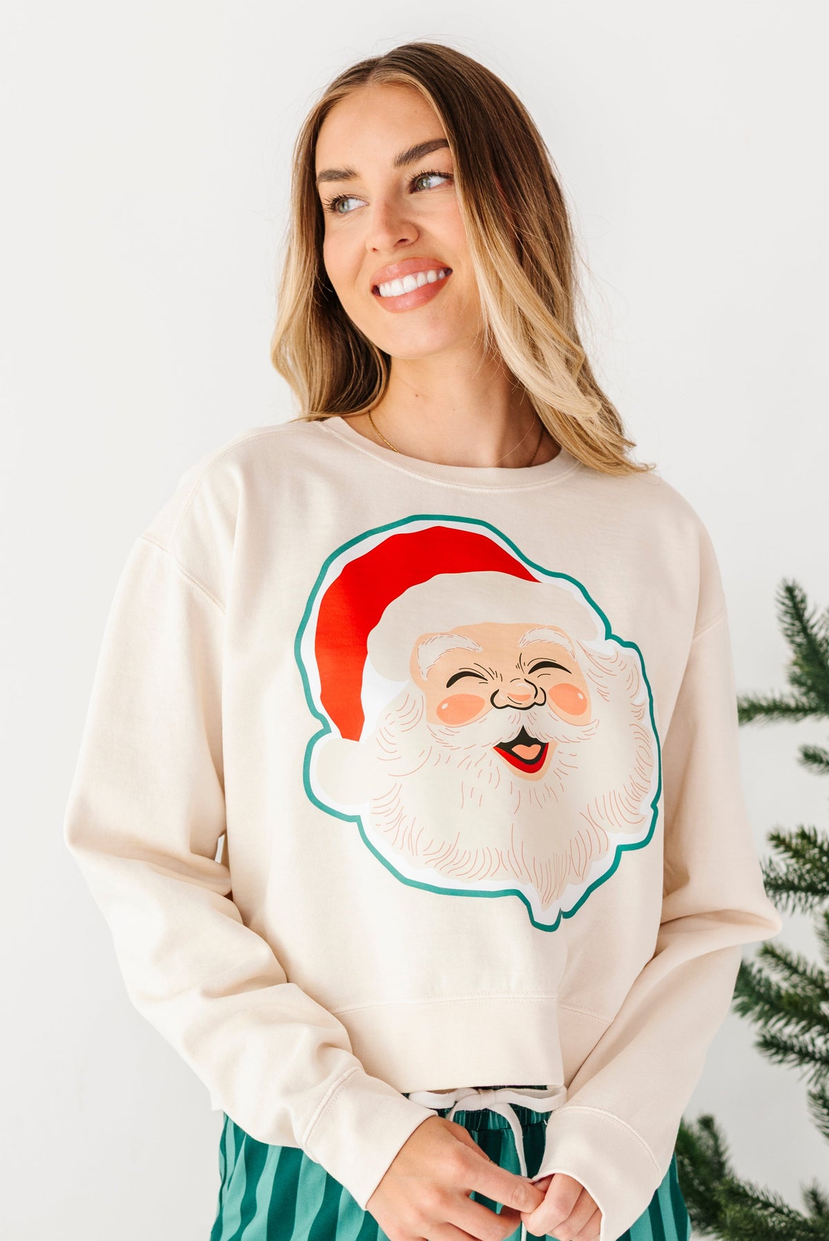 Cream Santa | CROPPED SWEATSHIRT