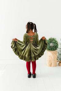 Sage | Velvet Bow Back Dress