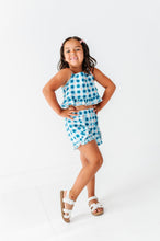 Load image into Gallery viewer, Blue-Bell Gingham | RUFFLE LINEN CROP + SHORTS SET