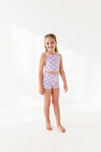 Load image into Gallery viewer, Violet Check: Boy Shorts TWO-PIECE