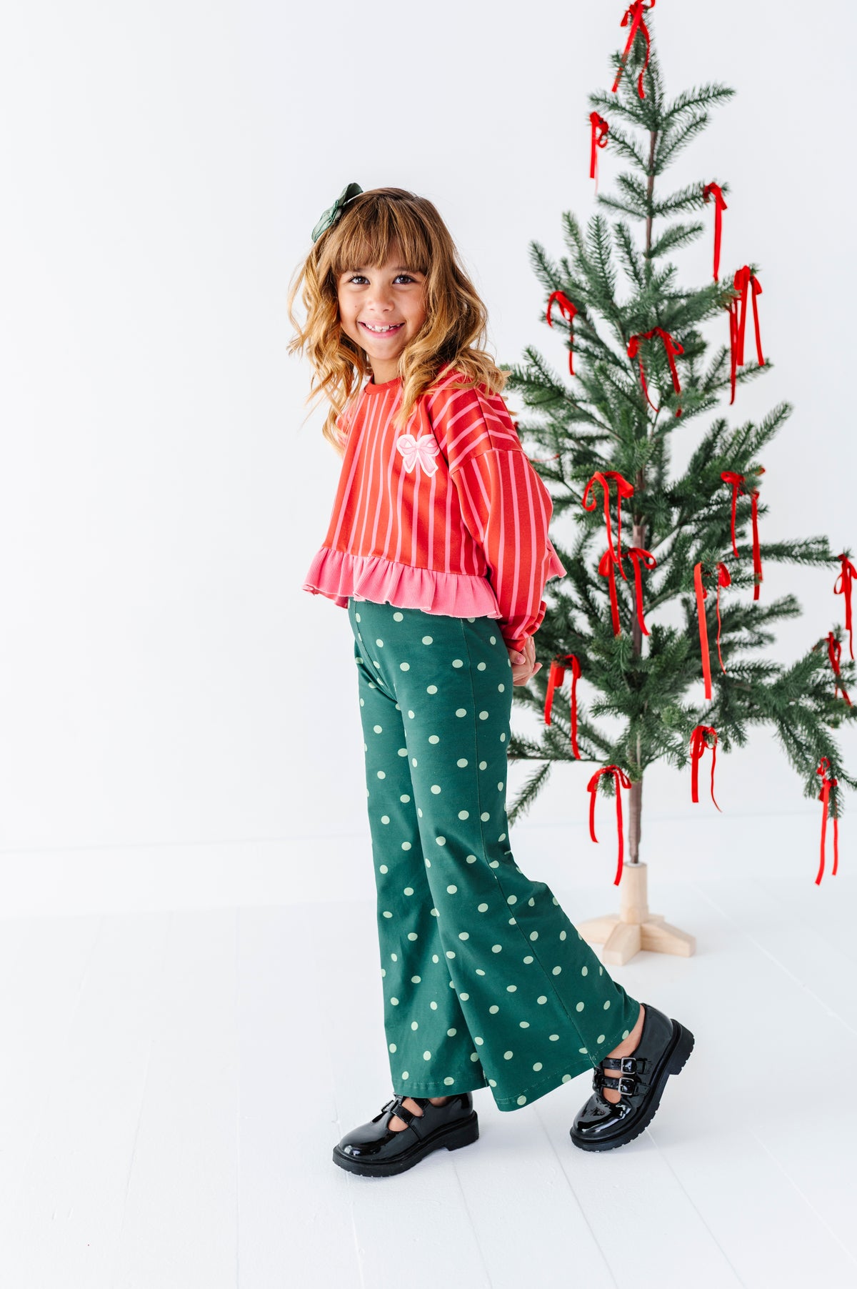 Pine-Polka Dots | Wide Leg Pants