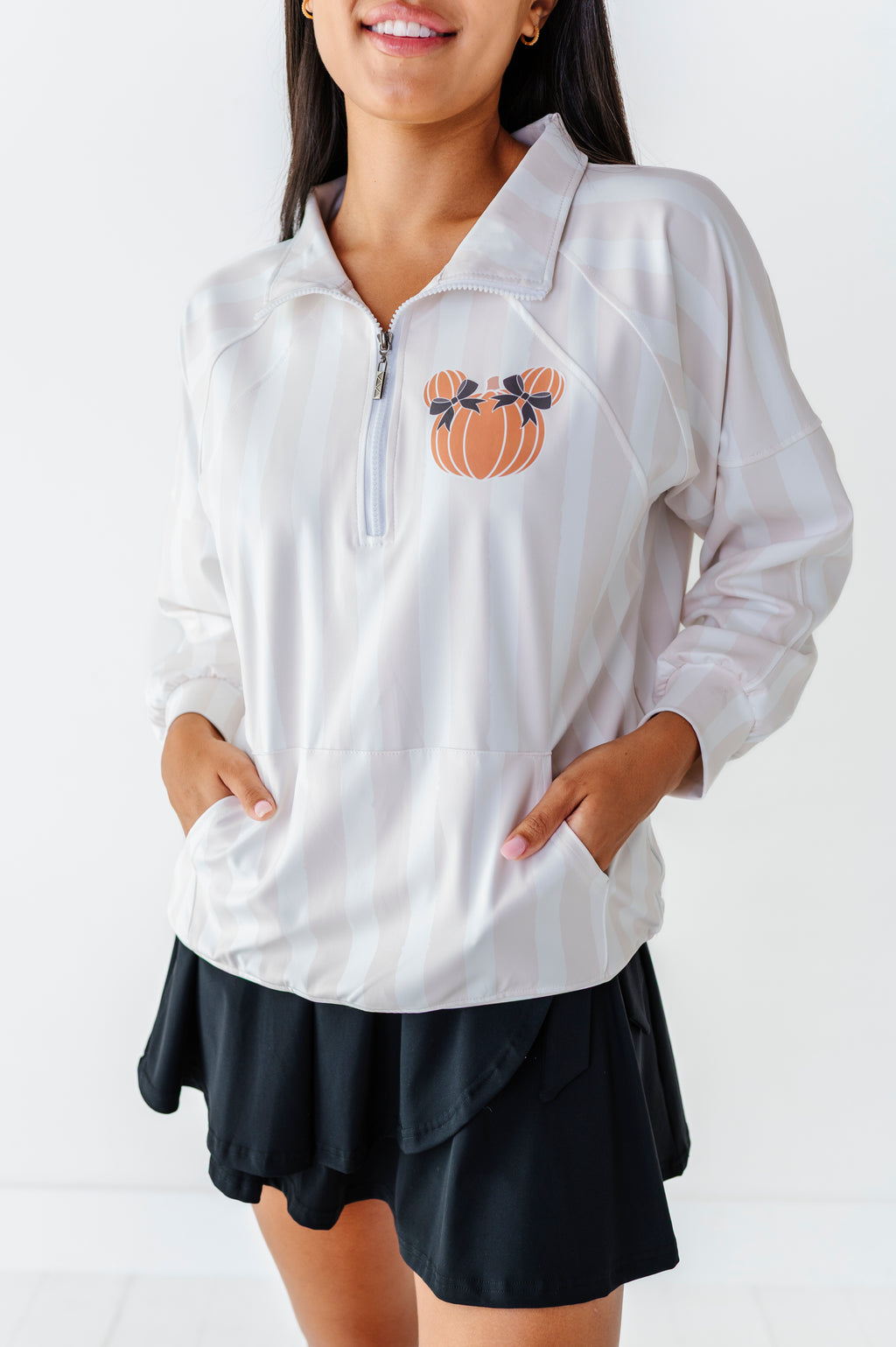 Piggy Pumpkin Stripe | ADULT 1/4th ZIP