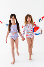 Load image into Gallery viewer, American Girl Bows | 1/4th Zip Rashguard 2-Piece