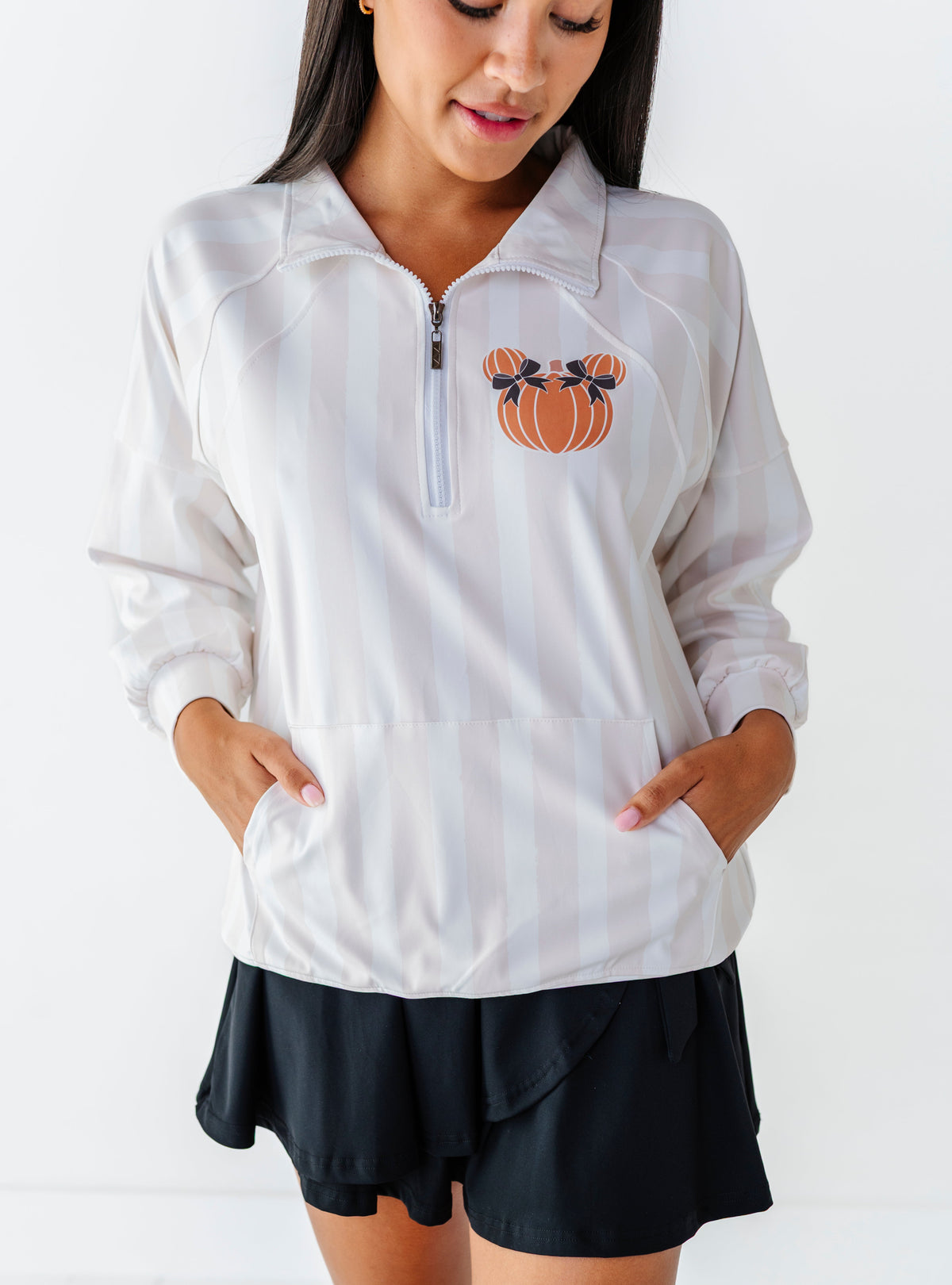 Piggy Pumpkin Stripe | ADULT 1/4th ZIP