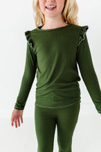 Load image into Gallery viewer, OLIVE RIB | Ruffle Long Sleeve