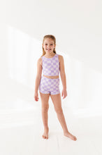 Load image into Gallery viewer, Violet Check: Boy Shorts TWO-PIECE