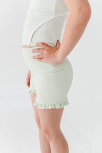 Hint of Mint | Ribbed Ruffle Yoga Shorts