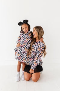 Checkered Minnie Pumpkins | KIDS 1/4th Zip Up