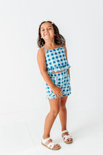 Load image into Gallery viewer, Blue-Bell Gingham | RUFFLE LINEN CROP + SHORTS SET