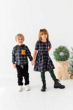 Load image into Gallery viewer, Black Plaid | Scoop Back Dress