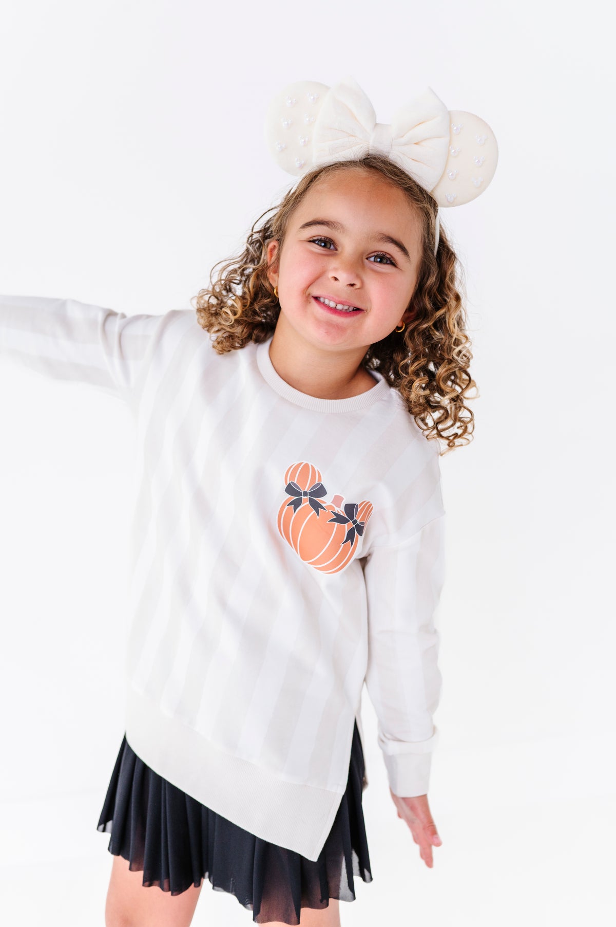 Piggy Pumpkin (STRIPE) | SIDE SPLIT SWEATSHIRT