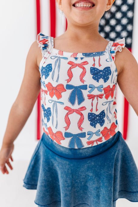 Red, White + BOW | Ribbed Tank
