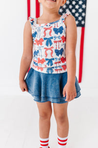 Red, White + BOW | Ribbed Tank