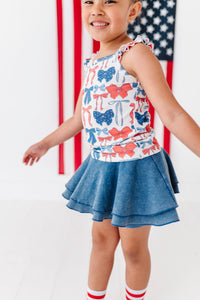Red, White + BOW | Ribbed Tank