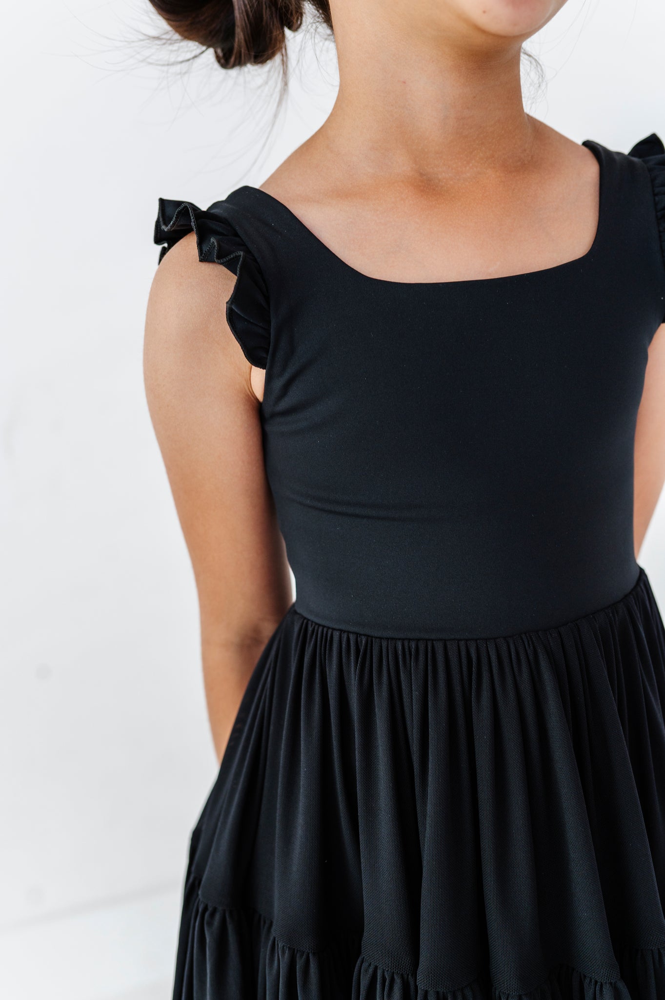 black ruffle mesh dress Mesh Ruffle Dress in Black