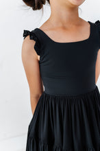 Load image into Gallery viewer, Solid Black | KIDS Ruffle Mesh Dress