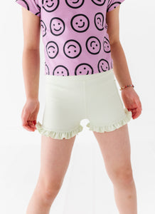 Hint of Mint | Ribbed Ruffle Yoga Shorts