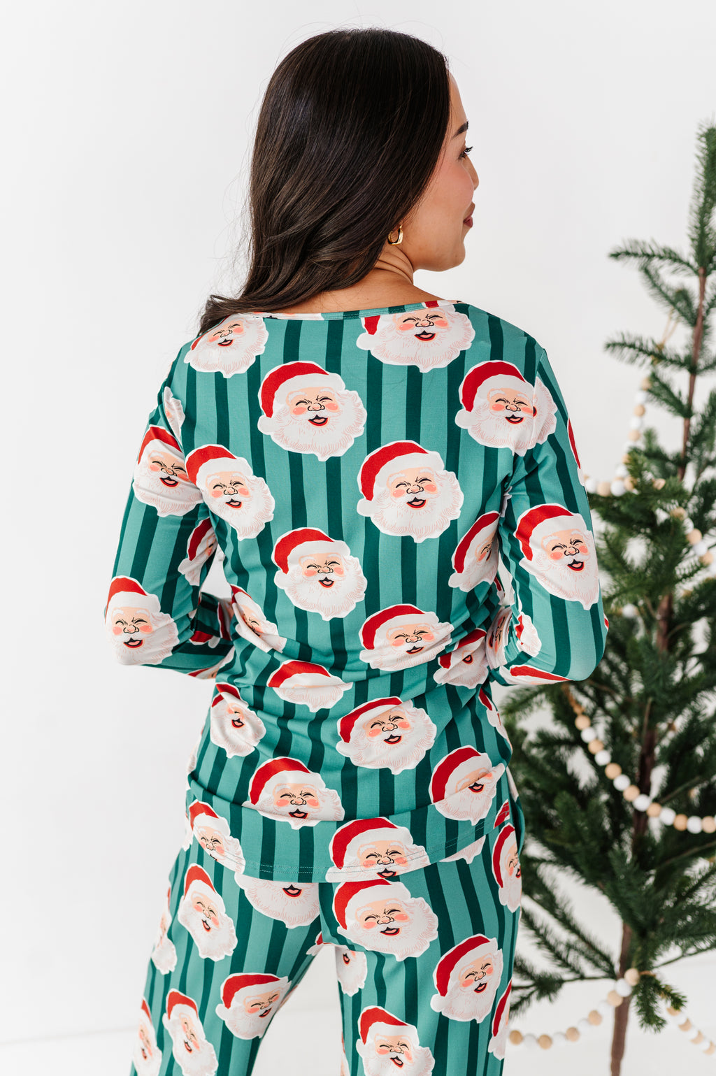 GREEN Santa Stripes | WOMEN'S Long Sleeve Top