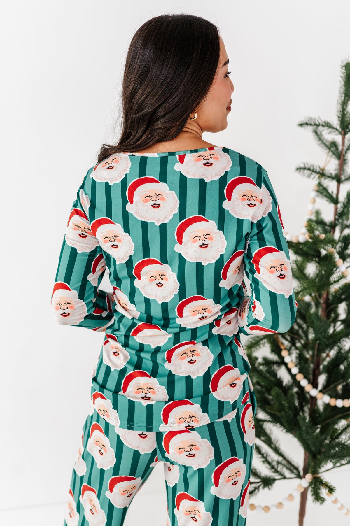 GREEN Santa Stripes | WOMEN'S Long Sleeve Top