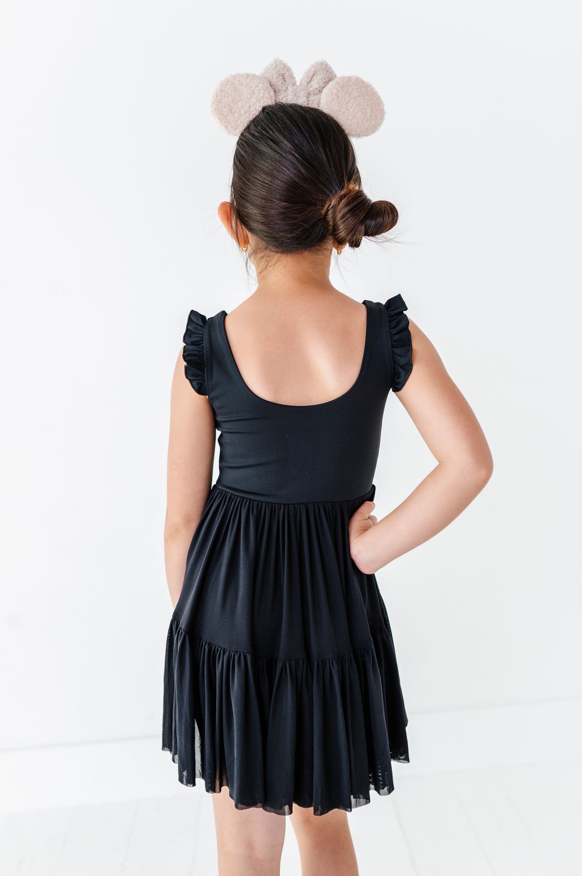 Solid Black | KIDS Ruffle Mesh Dress
