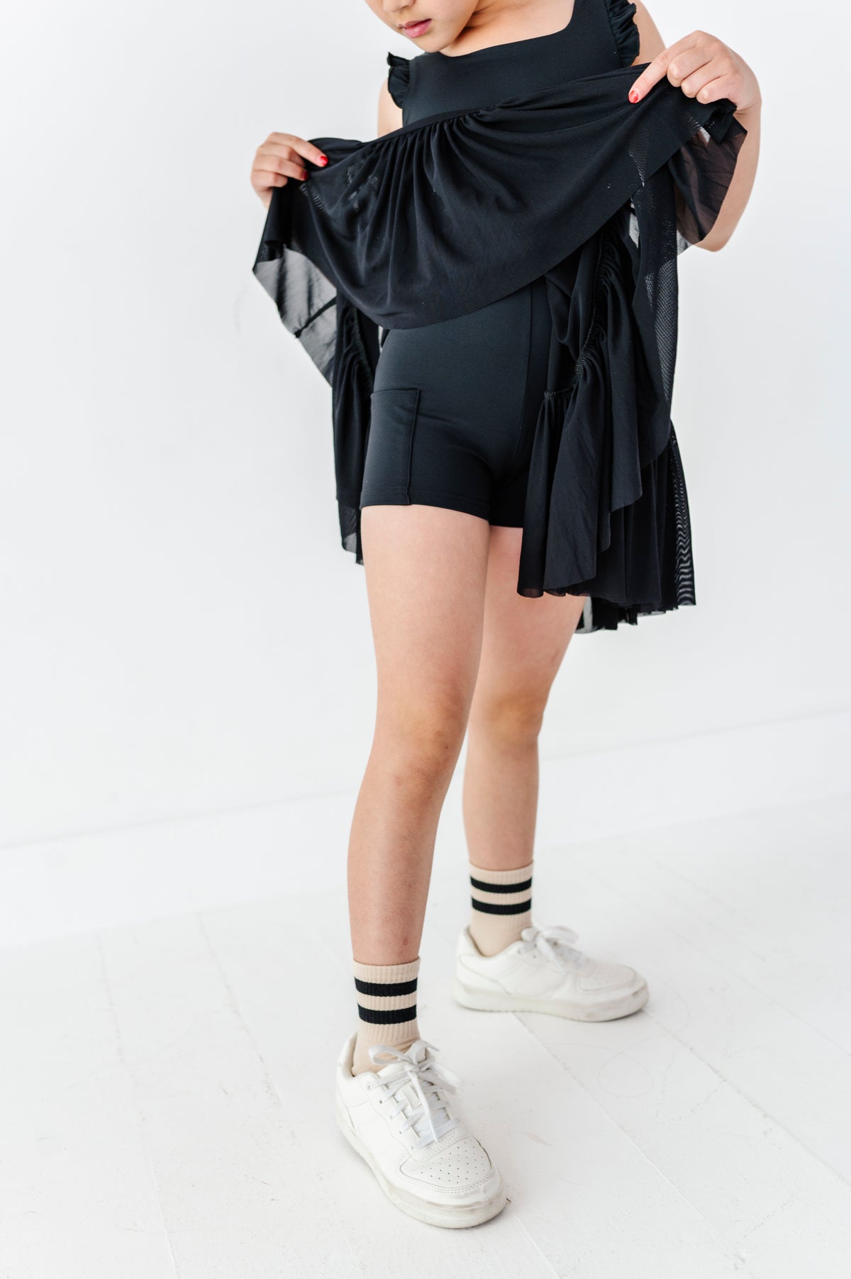 Solid Black | KIDS Ruffle Mesh Dress
