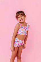 Confetti Check Bows | BANDEAU RUFFLE 2-PIECE