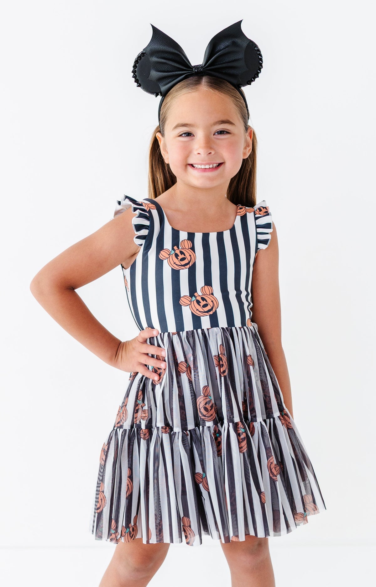 Striped Mickey Pumpkin | KIDS Ruffle Mesh Dress