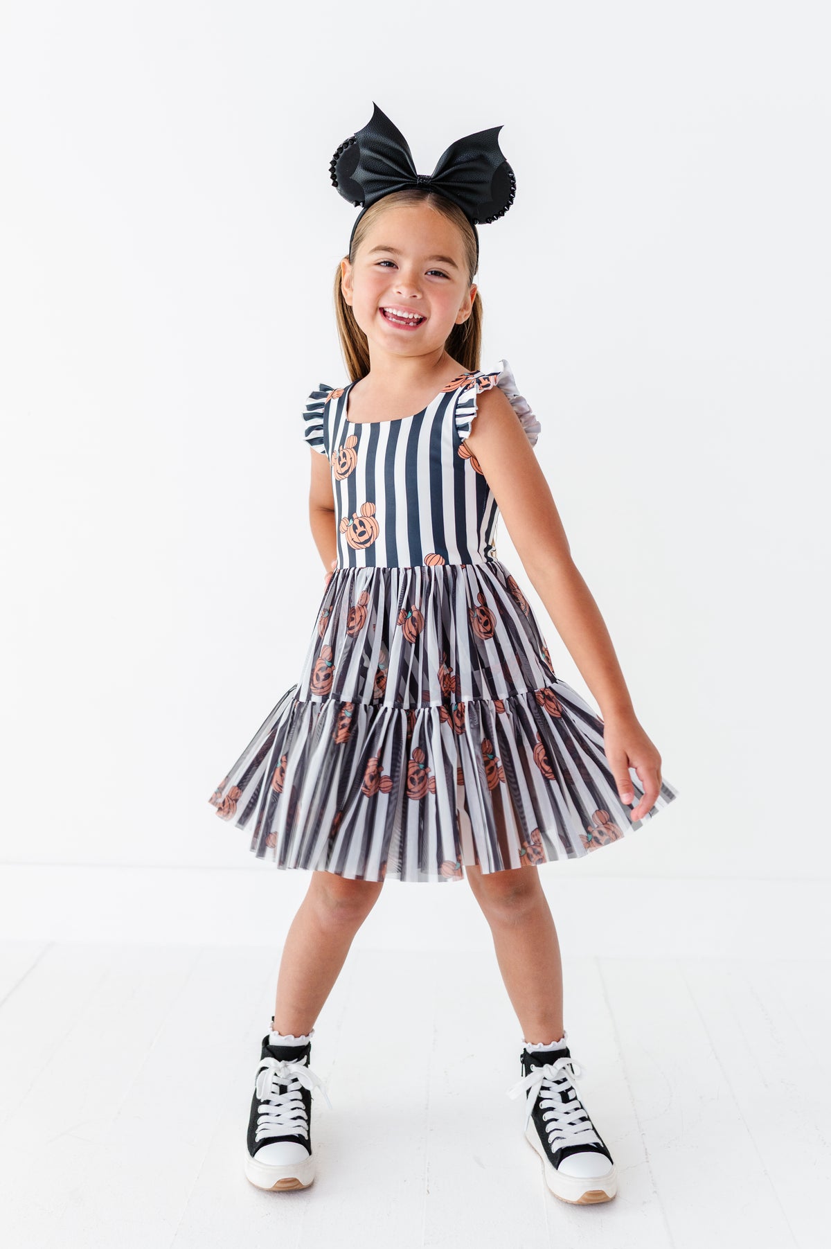 Striped Mickey Pumpkin | KIDS Ruffle Mesh Dress
