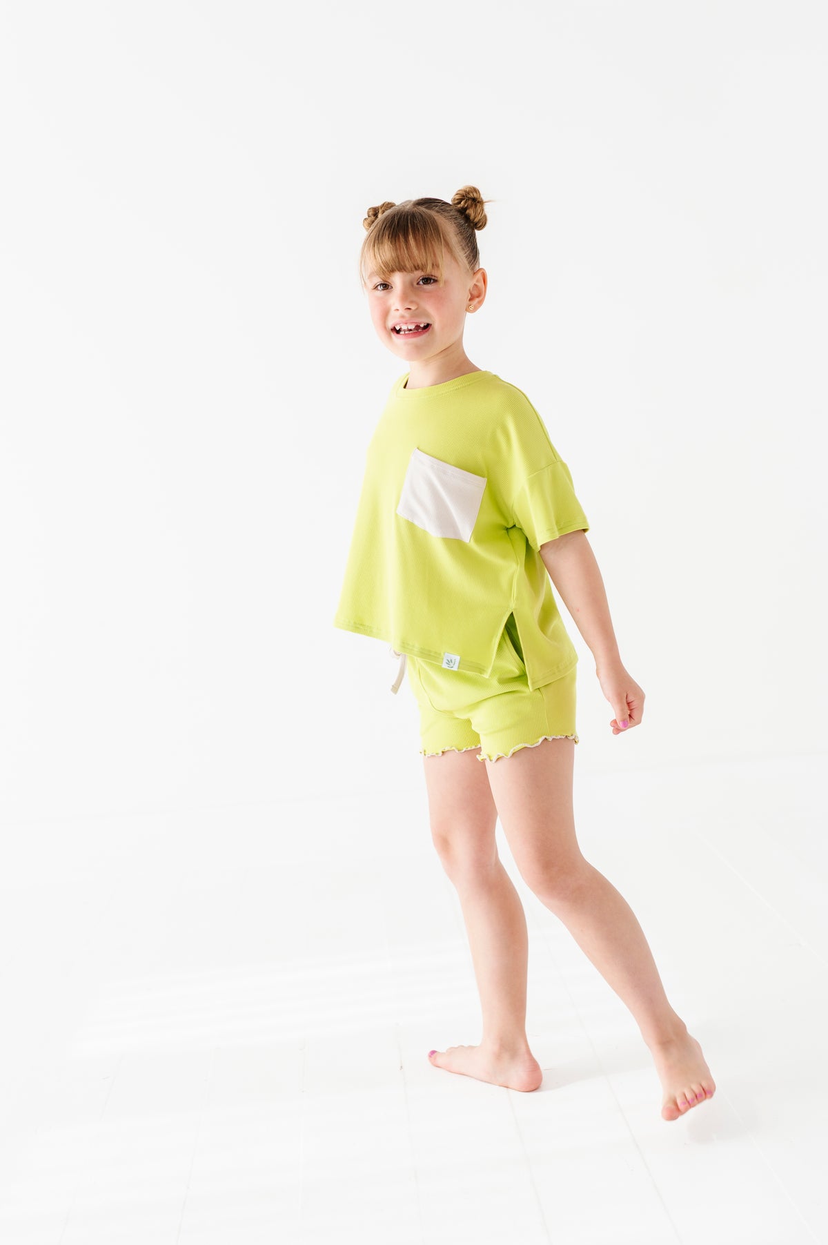Lime Wedge | Boxy Crop + Shorts RIB Set