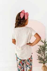 RED BOW (CREAM SHIRT) | Kids Tee