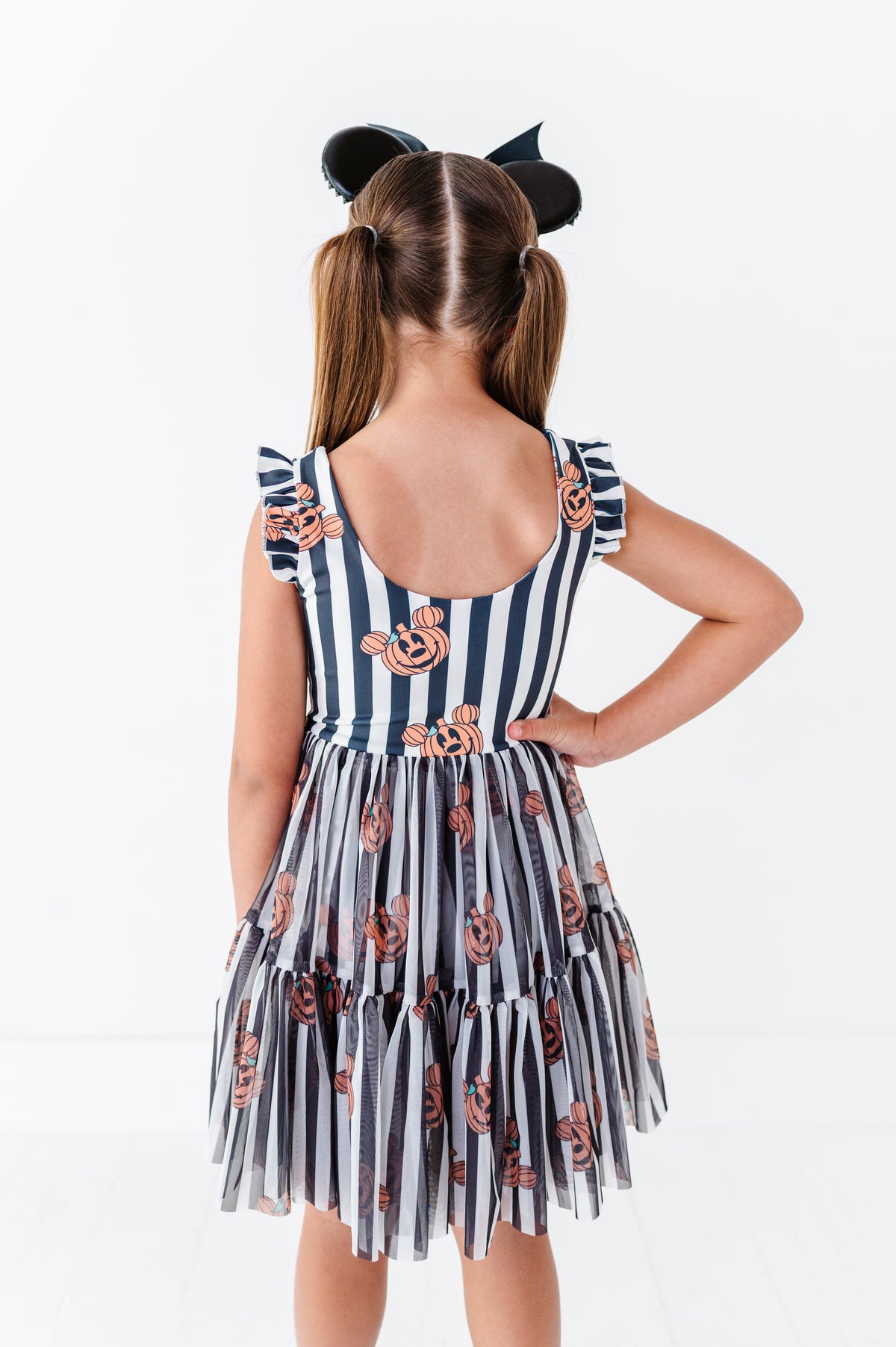 Striped Mickey Pumpkin | KIDS Ruffle Mesh Dress