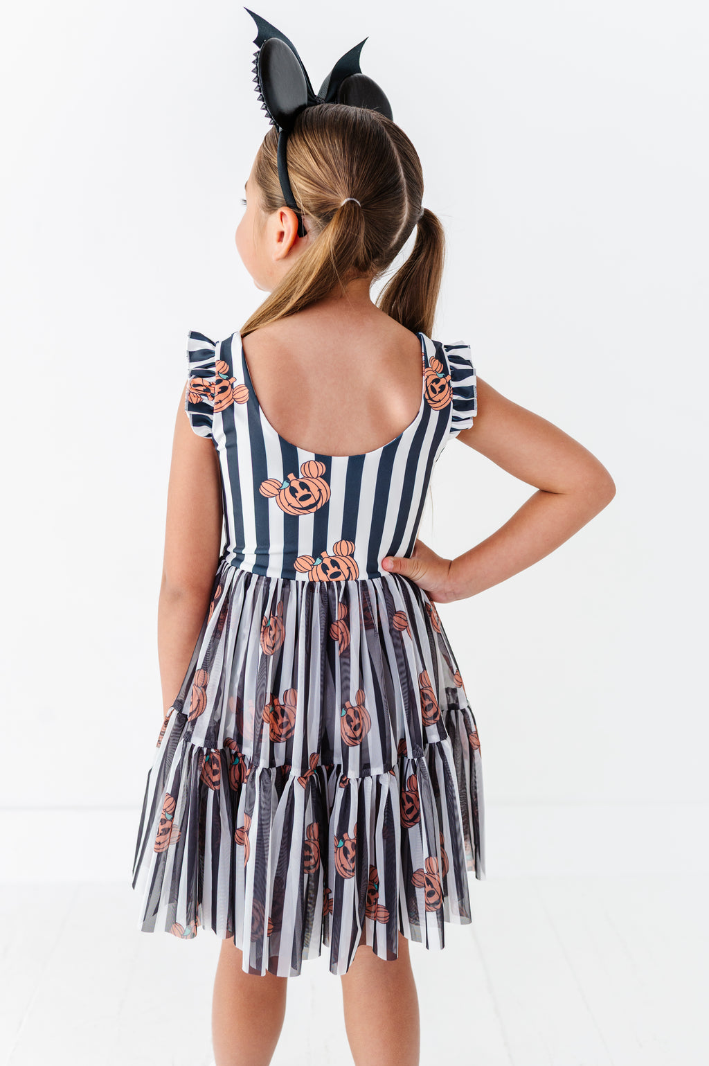 Striped Mickey Pumpkin | KIDS Ruffle Mesh Dress