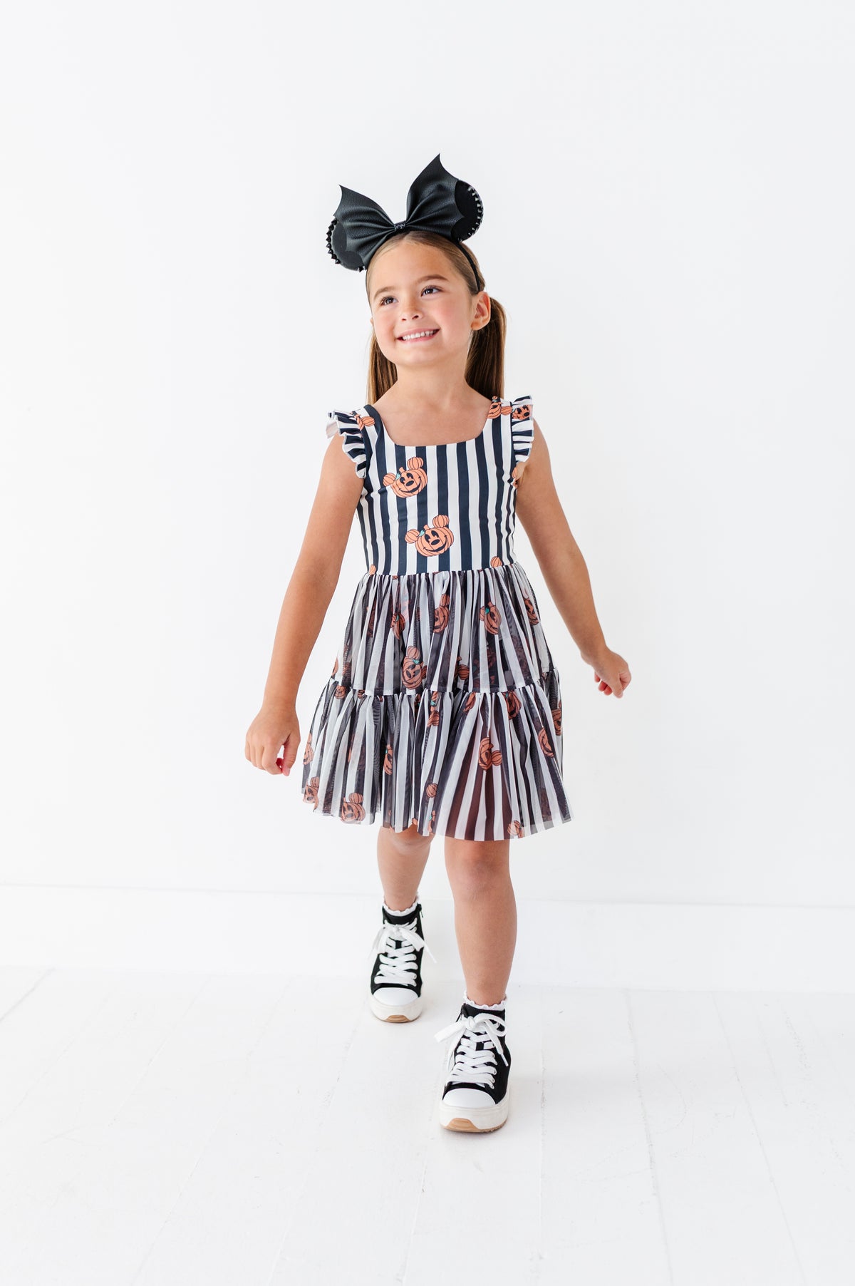 Striped Mickey Pumpkin | KIDS Ruffle Mesh Dress